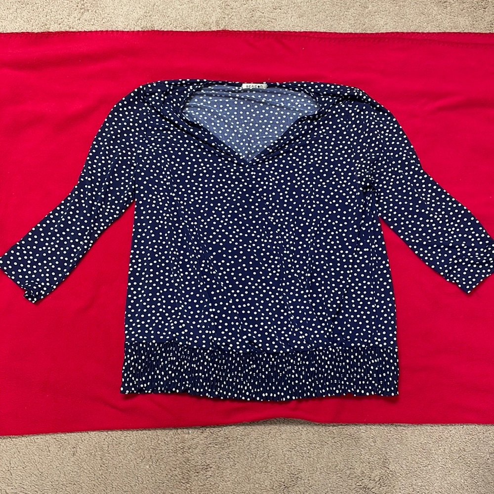 Navy blue polka dot blouse
